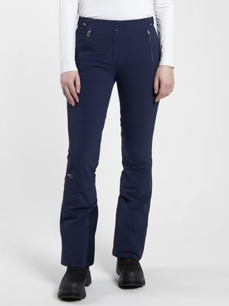 Kjus Fitted Blue Pants with Flare Hem and Practical Pockets