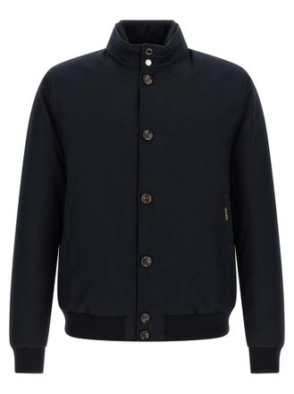 Moorer Blue Solid Mandarin Collar Jacket