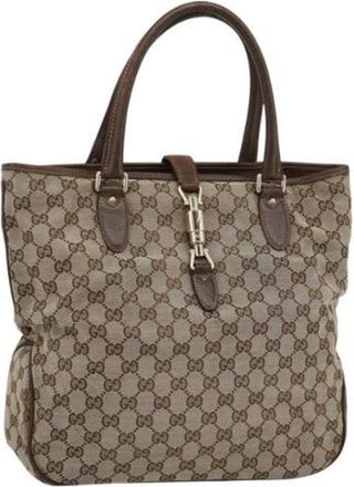 Gucci Pre-owned GG Canvas Tote Bag - Dames - Vintage Shopper - Bruin - ONE Size - Leer - Vintage