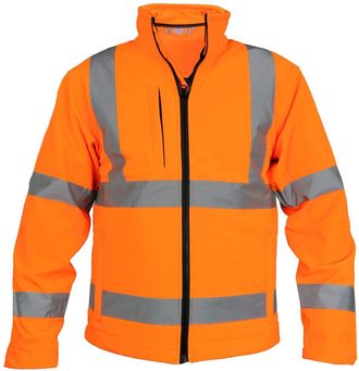 Insight Insight Clothing High Visibility Softshell Jacket with Full Zip Front Fastening- Orange- 4XL