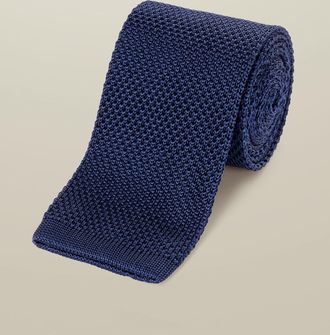 CHARLES TYRWHITT Slim Silk Knitted Tie - Royal Blue Size OSFA by Charles Tyrwhitt
