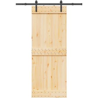 vidaXL Puerta Corredera Con Herrajes Madera Maciza De Pino 80x210 Cm Vidaxl