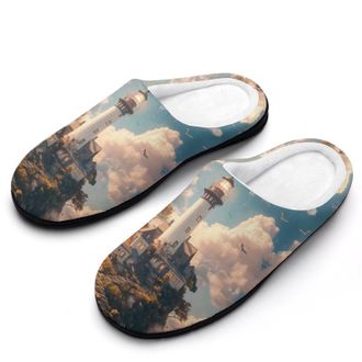 Generic Lighthouse Womens Slippers Warm House Slippers Indoor House Shoes with Anti-Skid Rubber Sole