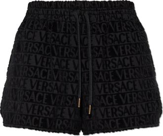 Versace Shorts met logo - Dames - Bermuda - Zwart - S - Katoen - Korte Broeken