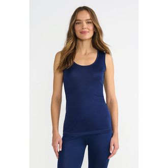 Lands End Petite Silk Interlock Thermal Long Underwear Base Layer Tank Top in Deep Sea Navy at Nordstrom, Size X-Small P