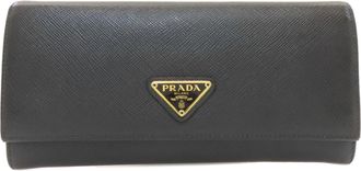 Prada Black Leather Long Wallet (Bi-Fold) (Pre-Owned)