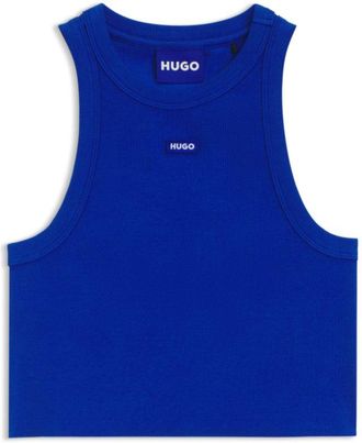 HUGO BOSS Tank top in ribbed stretch cotton with logo badge