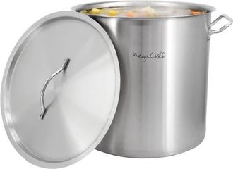 MegaChef Professional Kitchen 26.4 Quart Large Round Stainless Steel Stock Pot with Lid in Grey at Nordstrom