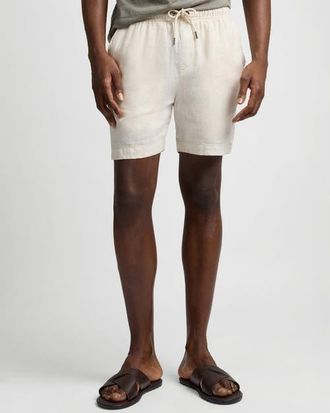 Onia Pigment Dye Linen Pull On Short in Bone at Nordstrom, Size X-Large
