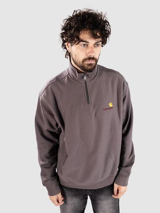 Carhartt Work in Progress Half Zip American Script Half-Zip Jersey gris