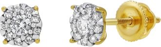 LuvMyJewelry Groove Garden 14K Yellow Gold Diamond Stud Earrings - 0.25ct