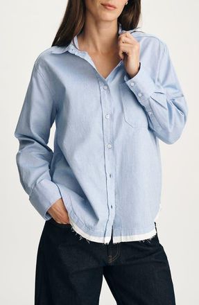 Mavi Distressed Cotton Button-Up Shirt in Windsurfer at Nordstrom, Size Medium