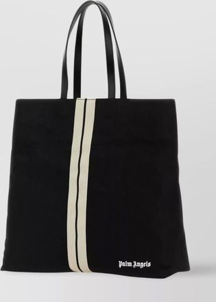 Palm Angels leather canvas tote bag