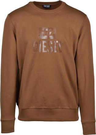 Diesel Brown Cotton Crewneck Sweatshirt