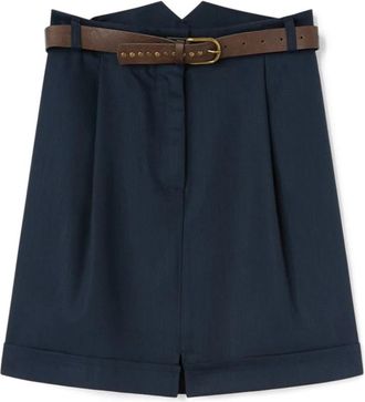 Motivi Falda con cintur&oacute;n de tachuelas y pliegues - Skirts - Mujer - Azul - 2XL