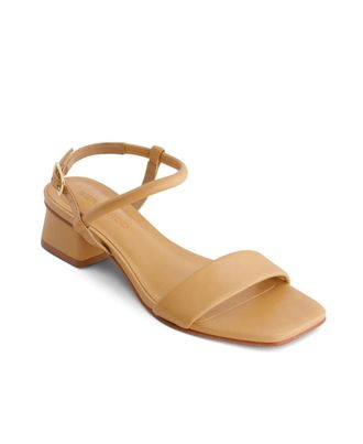 Bernardo Womens Bernardo Josei Brown Leather Block Heel Ankle-Strap Sandals VER742