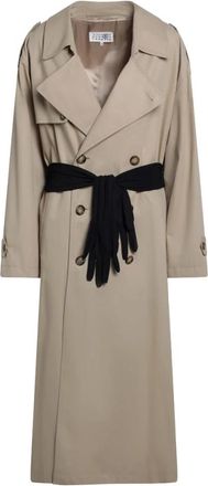 Maison Margiela Trenchcoat met handschoenen - Dames - Jas met riem - Beige - S - Katoen - Jassen
