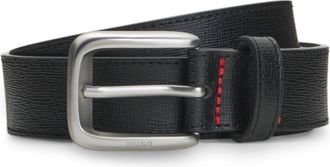 HUGO BOSS Embossed Italian leather belt with contrast stitching