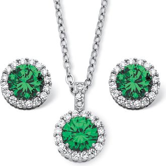 Palm Beach Jewelry 4.30 TCW Birthstone CZ Silvertone Jewelry Set