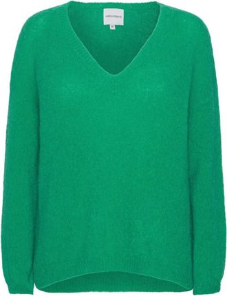 Americandreams Silja V-neck Knit - Dames - V-hals truien - Groen - M - Wol - Truien & Vesten
