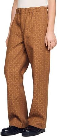 Sandro Wide-leg jacquard SquareCross jeans in Camel at Nordstrom, Size 28 X 31