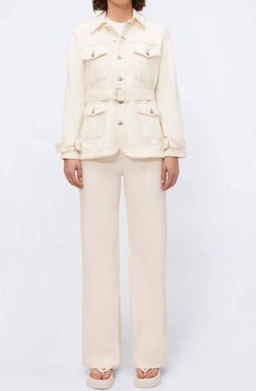 SIMKHAI Leora Belted Cargo Denim Jacket In Ecru