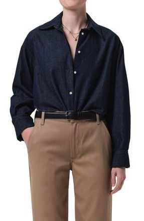Citizens Of Humanity Ana Crop Denim Button-Up Shirt in Piave at Nordstrom Rack, Size X-Large