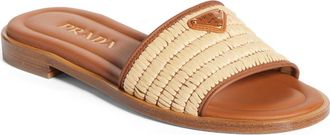 Prada Raffia Slide Sandal in Naturale at Nordstrom, Size 10Us