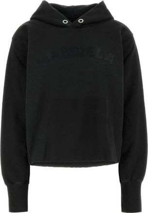 Maison Margiela Distressed Logo Hoodie - Dames - Hoodies - Zwart - XS - Katoen - Hoodies & sweatvesten