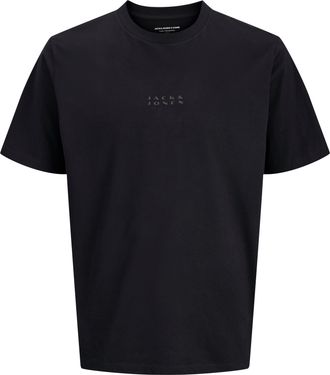 Jack & Jones Kurzarmshirt JACK & JONES JCOPOINT BADGE TEE SS CREW NECK, Herren, Gr. XXL, schwarz detail:jj, Jersey, Obermaterial: 100% Baumwolle, unifarben, relaxe