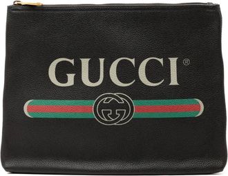 Gucci Clutch Portfolio media in pelle con logo 2016-2025 - Nero