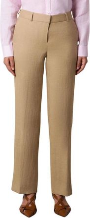 Brooks Brothers Wide Leg Tailored Linnen Broek - Dames - Wijde Broeken - Beige - L - Linnen - Broeken
