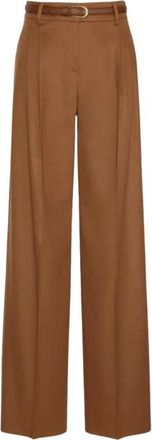 Max Mara Cocco Wijde Broek - Dames - Wijde Broeken - Bruin - 2XS - Wol - Broeken