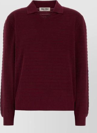 Miu Miu cotton striped v-neck short-sleeve polo sweater