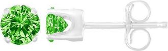 House of Brilliance Silver 1/5 Ct Green Diamond Classic Stud Earrings in White at Nordstrom