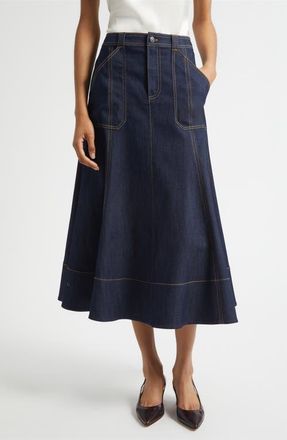 Cinq &agrave; Sept Benjiy Denim Midi Skirt in Indigo at Nordstrom, Size 2
