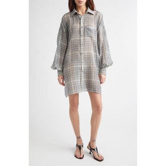 Coperni Check Zero Waste Cotton Button-Up Shirt in Grey at Nordstrom, Size X-Small