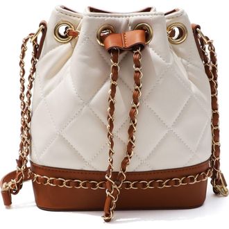 Adornia Two Tone Faux Leather Bucket Bag in Brown at Nordstrom Rack
