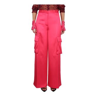 Versace Wide Trousers, female, Pink, Size: XS Duchesse Pants