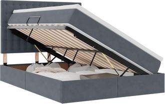vidaXL Storage Bed with Mattress Dark Grey 140 x 190 cm Velvet vidaXL