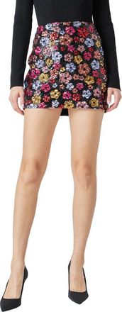 endless rose Floral Sequin Miniskirt in Black Multi at Nordstrom, Size Medium