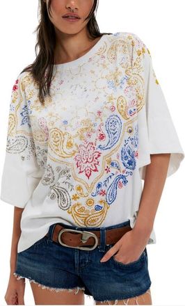 Free People Heirloom Paisley Print Oversize T-Shirt in Ivory Combo at Nordstrom, Size X-Large