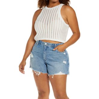 BP. Organic Cotton Pointelle Sweater Tank in Ivory at Nordstrom, Size 4X
