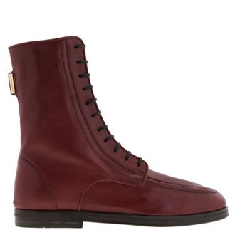 Ferragamo Debby Leather Lace-Up Boots, Size 7 C