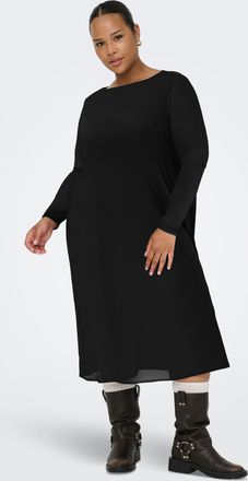 Only Carmakoma Chiffonkleid »CARFOREST LIFE LS BOATNECK BLK DRESS JRS« Sommerkleid