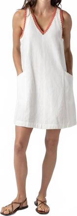 Lilla P Crochet Trim V-Neck Dress In Ivory