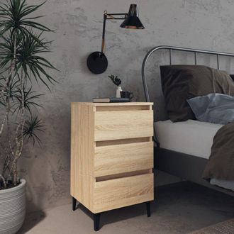 vidaXL Vidaxl - Mesita De Noche Y Patas De Metal Roble Sonoma 40x35x69 Cm
