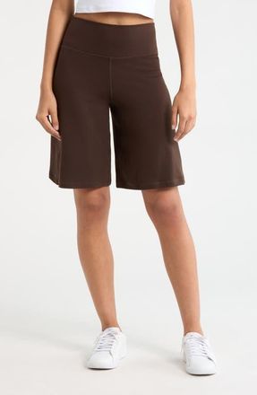 Zella Zen Long Shorts in Brown Mole at Nordstrom, Size X-Small