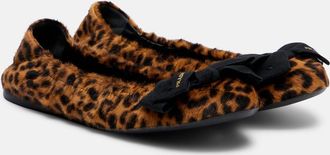 Prada Leopard-print calf hair ballet flats