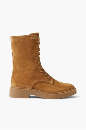 Vince Womens Kady Suede Lace-Up Tall Boots In Chestnut